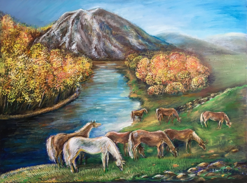 Altai. Golden autumn. by artist Anastasia Shimanskaya